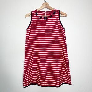 Lion of Porches London Red White Stripe Navy Bow Appliqué Dress Size 13/14 EUC